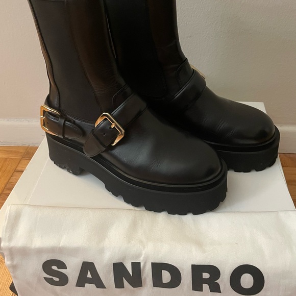 Sandro Helen Buckled Chelsea Boots (36)- Worn Only Twice - Picture 4 of 7